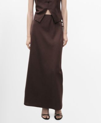 MANGO - Women's Linen Blend Straight Skirt