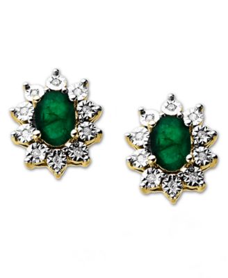 Macy's - Sapphire (1-1/3 ct. t.w.) and Diamond Accent Stud Earrings in 10k White Gold (Also in Emerald)