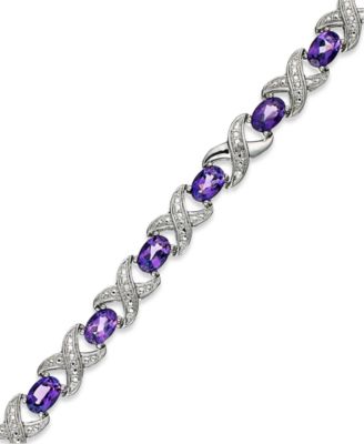 Macy's - London Blue Topaz (7-1/2 ct. t.w.) and Diamond Accent XO Bracelet in Sterling Silver (Also in Multi, Amethyst & Garnet)