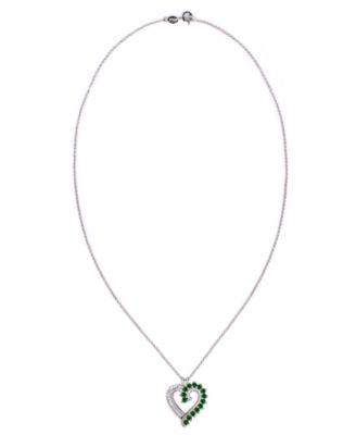Macy's - Simulated Rounds and Cubic Zirconia Baguettes Heart Pendant Necklace