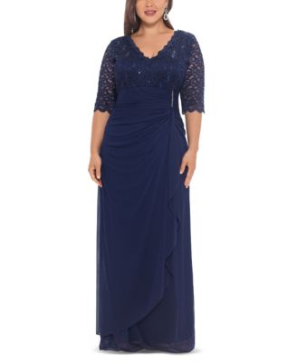 B&A By Betsy and Adam - Plus Size V-Neck Gown