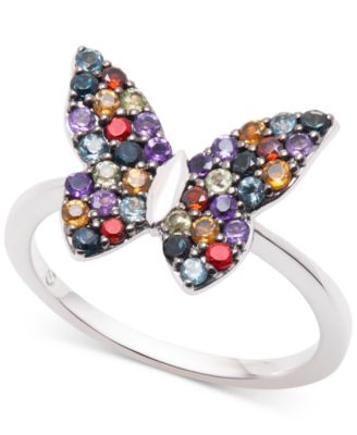 Macy's - Multi-Gemstone Butterfly Statement Ring (7/8 ct. t.w.) in Sterling Silver