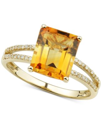 Macy's - Citrine (3.0 ct. t.w.) & Diamond (1/10 ct. t.w.) Ring in 14k Gold