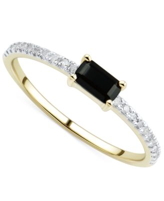 Macy's - Onyx & Diamond (1/10 ct. t.w.) Stack Ring in 14k Gold