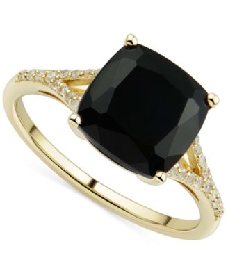 Macy's - Onyx & Diamond (1/10 ct. t.w.) Ring in 14k Gold