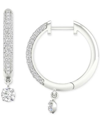 Macy's - Diamond Dangle Hoop Earrings (3/4 ct. t.w.) in 10k White Gold