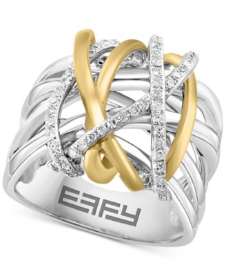 EFFY Collection - Diamond Contrasting Intertwined Crisscross Ring (1/4 ct. t.w.) in Sterling Silver & 14k Gold-Plate