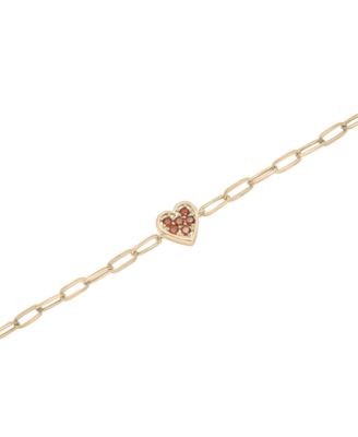 Macy's - Garnet Heart Cluster Ankle Bracelet (1/4 ct. t.w.) in 14k Gold-Plated Sterling Silver