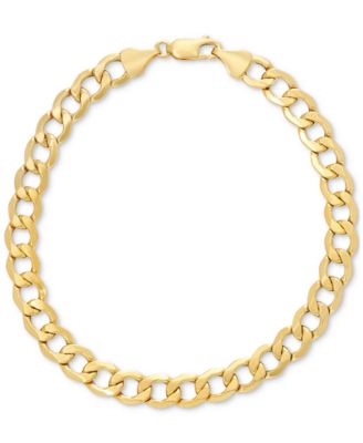Italian Gold - Men's Beveled Curb Link Chain Bracelet in Italian 10k Gold