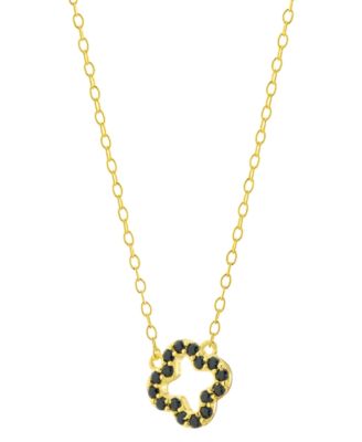 Giani Bernini - Simulated Black Spinel Open Clover Pendant Necklace (1/2 ct. t.w.) in 18k Gold-Plated Sterling Silver, 16" + 2" extender