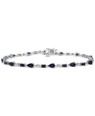 Macy's - Blue Sapphire (3-3/8 ct. t.w.) & White Sapphire (5/8 ct. t.w.) Mixed Cut Tennis Bracelet in Sterling Silver