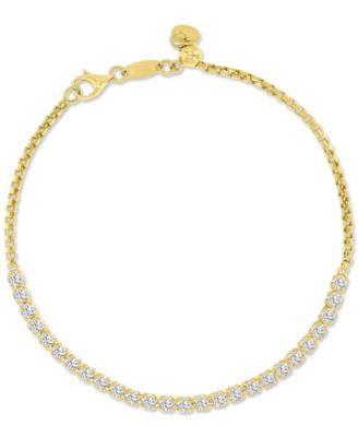 Macy's - Cubic Zirconia Box Link Semi Tennis Bracelet in 10k Gold