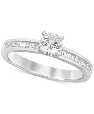 Macy's - Diamond Round & Baguette Engagement Ring (3/4 ct. t.w.) in 14k White Gold
