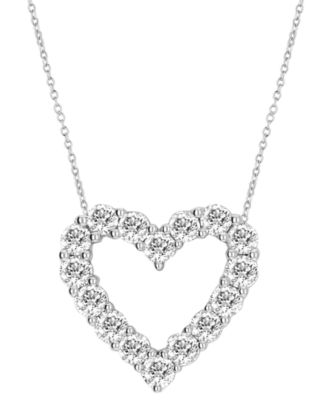 Badgley Mischka - Lab Grown Diamond Heart Pendant Necklace (3 ct. t.w.) in 14k White Gold, 16" + 2" extender