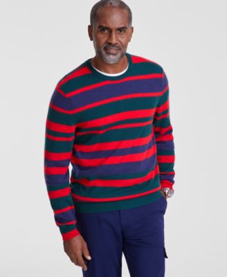 Club Room - Men's Printed Stripe Cashmere Crewneck Sweater