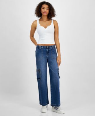 Celebrity Pink - Juniors' Mid-Rise Wide-Leg Cargo Jeans