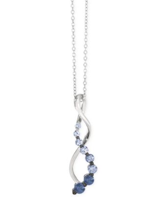 Le Vian - Denim Ombr&eacute; (3/8 ct. t.w.) & White Sapphire Accent Swirl 19" Pendant Necklace in 14k White Gold