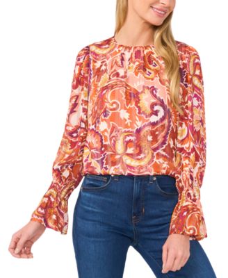 CeCe - Women's Smocked-Cuff Blouse