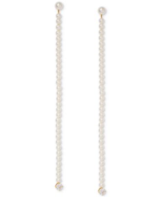 AJOA - Gold-Tone Imitation Pearl Shoulder Sweeping Linear Drop Earrings