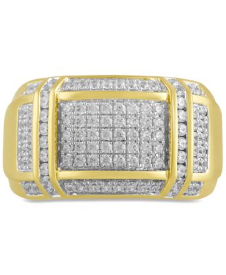 Macy's - Men's Diamond Cluster Ring (1/2 ct. t.w.) in 18k Yellow Gold-Plated Sterling Silver or Sterling Silver