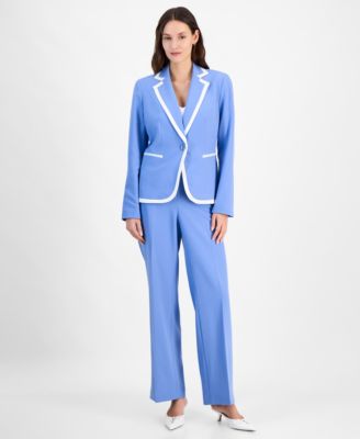 Le Suit - Petite Contrast-Tipped Pant Suit