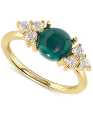 Macy's - Malachite & Cubic Zirconia Cluster Ring in 14k Gold-Plated Sterling Silver