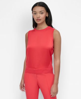 DKNY - Women's Mixed-Media Ribbed Sweater Vest