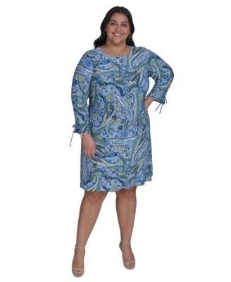 Tommy Hilfiger - Plus Size Printed 3/4-Sleeve Shift Dress