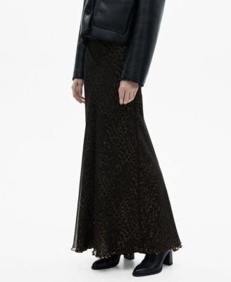 MANGO - Women's Leopard Flared Skirt