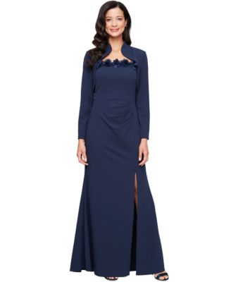 Alex Evenings - Women's Rosette-Trim Bolero-Jacket Gown