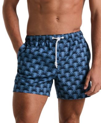 Original Penguin - Men's Slim Fit Geo Palm Print Drawstring 5" Swim Trunks