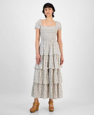 And Now This - Women's Smocked Ruffle-Hem Maxi Dress