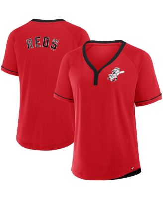 Fanatics - Women's Red Cincinnati Reds Cooperstown Collection League Diva Raglan V-Neck T-Shirt