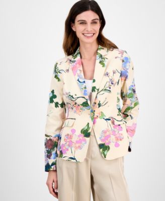Tahari ASL - Women's Floral-Print One-Button Jacket