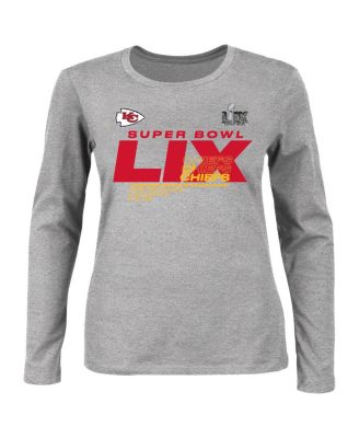 Fanatics - Women's Heather Gray Kansas City Chiefs Super Bowl LIX Plus Size Quick Pass Long Sleeve Scoop Neck T-Shirt