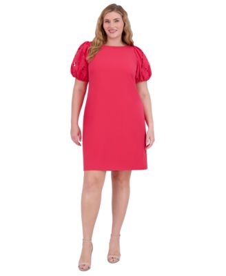 Vince Camuto - Plus Size Puff-Sleeve Stretch Crepe Shift Dress