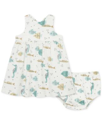 Little Me - Baby Girls Aquatic Dress & Diaper Cover, 2 Piece Set