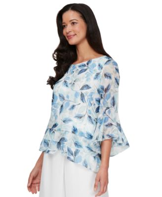 Alex Evenings - Women's Tiered Printed Chiffon Blouse