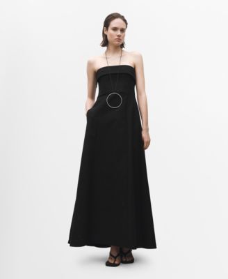 MANGO - Women's Strapless Flared Dress