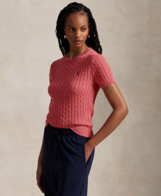Polo Ralph Lauren - Women's Cable-Knit Cotton Short-Sleeve Sweater