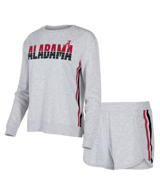 Concepts Sport - Women's Gray Alabama Crimson Tide Cedar Tri-Blend Long Sleeve T-Shirt and Shorts Sleep Set