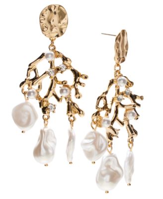 I.N.C. International Concepts - Gold-Tone Crystal & Imitation Pearl Reef Statement Earrings