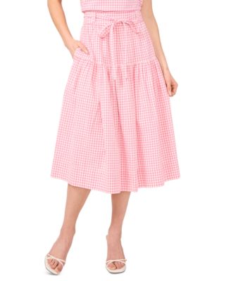 CeCe - Women's Gingham Belted Midi Skirt