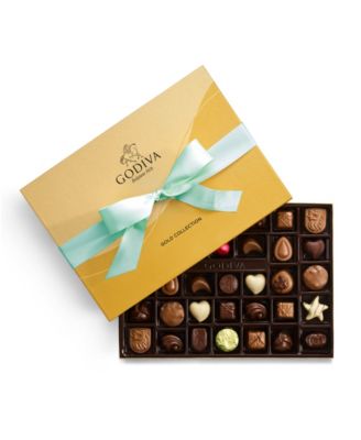 Godiva - Assorted Milk Chocolate Gift Box, Aqua Ribbon, 36 Piece