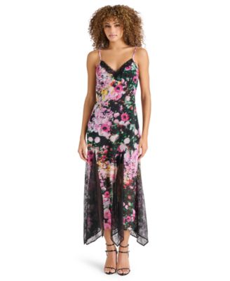 Steve Madden - Women's Delia Printed Lace-Trim Maxi Dress