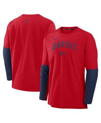 Nike - Men's Red/Navy Los Angeles Angels Authentic Collection Player Lightweight Performance Long Sleeve Top