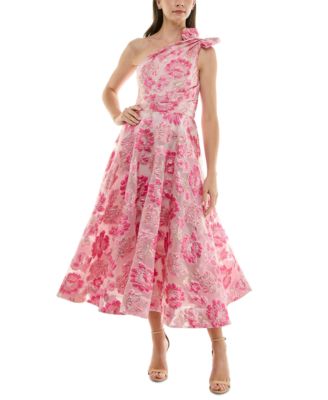 Taylor - Women's Floral Jacquard One-Shoulder Dress