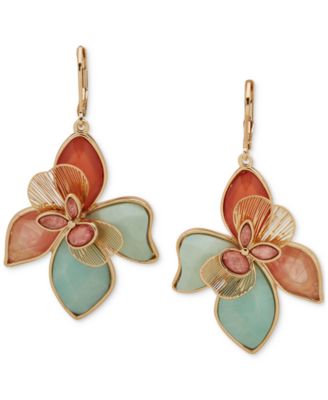 lonna & lilly - Gold-Tone Mixed Stone Flower Statement Earrings