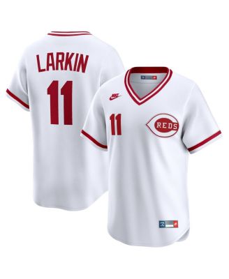 Nike - Men's Barry Larkin White Cincinnati Reds Throwback Cooperstown Collection Limited Jersey