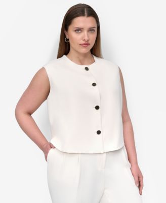 DKNY - Plus Size Aero Crepe Button-Front Vest